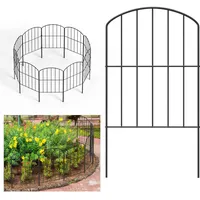 Vohunt 10 Stück Gartenzaun, Metall Zaunelementen Dekorativer Teichzaun Gartenzaun Komplettset mit 20 Befestigungsclips und 20 Gurten Oberbogen Geeignet für Garten Gemüsegarten Teich - 60 x 32cm