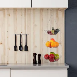 Relaxdays Hängekorb 3 Etagen, Silber