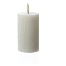 uYuni LED Kerze Thea mit Rillen Timer bis 400Std. H: 10,1cm in weiß | Gr.: onesize
