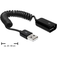 DeLock USB 2.0 Spiralkabel Verlängerung A/A Buchse 0.2-0.6m (83163)