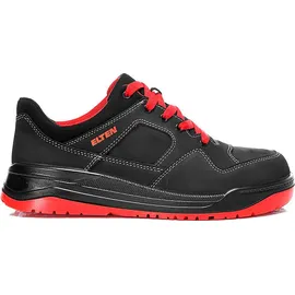 ELTEN MAVERICK black-red Low ESD S3, Herren, Leder, Stahlkappe, leicht, sportlich, Schwarz, Größe: 43