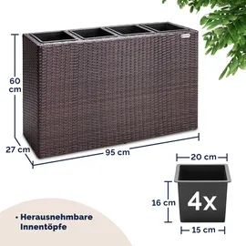CASARIA Blumenkasten 95 x 27 x 60 cm Braun