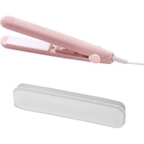 Glätteisen, 2-in-1, Mini-Glätteisen, 2-in-1, Mini-Glätteisen aus Keramik, für alle Haartypen, kurzes Haar, Fransen, zu Hause oder im Wohnzimmer, mit Schutzbox, Rosa