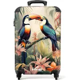 NoBoringSuitcases.com Handgepäck Koffer, Reisekoffer, Reisetasche mit Rollen, TSA Schloss, Hartschalenkoffer, Koffer Handgepäck, Handgepäck Trolley 55x40x20, Handgepäck 55x40x20 cm (Tukane - Grün)