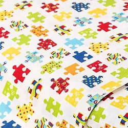 Baumwollstoff Puzzleteile "Mona", weiß-color