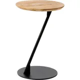 Andas Couchtisch Kurikka (B/T/H: 35/35/52 cm), Kaffeetisch, Tischplatte aus massiver Eiche, Gestell aus Metall beige