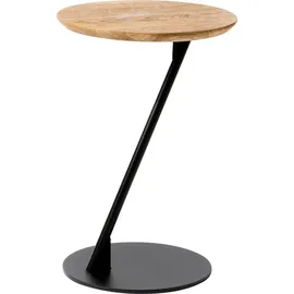 Andas Couchtisch Kurikka (B/T/H: 35/35/52 cm), Kaffeetisch, Tischplatte aus massiver Eiche, Gestell aus Metall beige