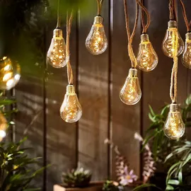 BUTLERS LED-Lichterkette Naturseil 4,6 m Braun