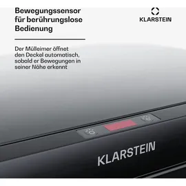 Klarstein Touchless Sensor-Mülleimer - 56L Küchen-Abfalleimer mit Bewegungssensor, 3-in-1-Mülleimer, Trennsystem, Soft-Close, Edelstahl, Schwarz