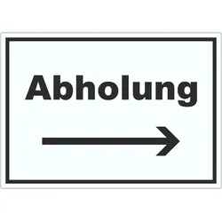 HB-Druck Abholung Aufkleber mit Text und Richtungspfeil rechts Post waagerecht A5 (148x210mm)