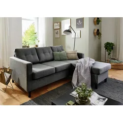 Ecksofa "Tea L-Form", grau (dunkelgrau), B:189cm H:81cm T:150cm, ATLANTIC HOME COLLECTION, Sofas, Ecksofa, frei im Raum stellbar und Recamiere beidseitig montierbar