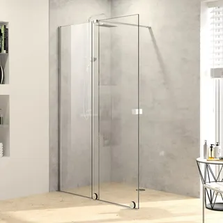HÜPPE Xtensa pure Walk-In Gleittür mit festem Segment 120 cm, Anschlag links XT0103069301881, Duschkabinen, silber hochglanz