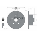 Textar Bremsscheibe TEXTAR 92154303 hinten, voll, 1 Stück