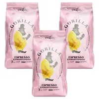 Gorilla Kaffee Joerges Espresso Entkoffeiniert 3x1kg Bohnen Kaffeebohnen, 3 x 1000 g, mit nussigen, schokoladigen und würzigen Noten