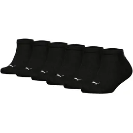 Puma Kinder Sneakersocken 6er Pack - Plain Sneaker ECOM 6P, Logo, einfarbig Schwarz 39-42