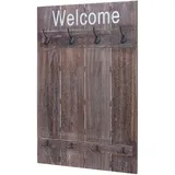 Mendler Wandgarderobe HWC-C89 Welcome, Garderobe Garderobenpaneel, Shabby-Look Vintage, 91x60cm ~ braun, shabby