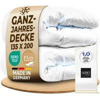 LILENO HOME Premium Daunendecke 135x200 Ganzjahresdecke (90% Daunen / 10% Federn) – Flüsterleise, Anschmiegsame & Wolkenweiche Bettdecke 135x200 – Made in Germany, Oeko-Tex & 60 °C Waschbar
