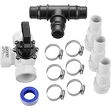 monzana Bypass Set Pool 12-teilig 3 Wege Ventil Anschluss Ø 32/38mm Schlauchschellen Sandfilteranlagen Poolheizung Wärmepumpe Solarheizung