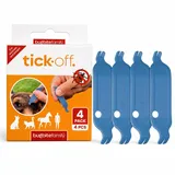tick-off® | Patentierte Zeckenzange Mensch | Zecken Entferner mit 2 Größen Zeckenhaken & Ergonomischem Griff | Doppelseitig für Hunde Katzen Pferde | Klinisch getestet | Familienpackung Blau