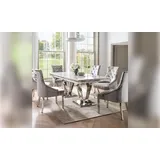 JVmoebel Esstisch Esszimmer Wohnzimmer Küche Tische Tisch Edelstahl Metall Silber, Made in Europa grau