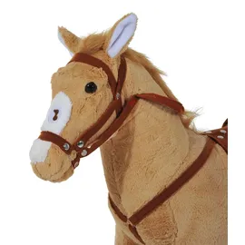 Homcom Reitpferd Spielpferd Plüschpferd Spielpferd für Kinder Stehpferd mit Sound Beige