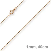 Schmuck Krone Goldkette 1mm Kugelkette diamantiert, 585 Rotgold, 40cm, Gold 585 goldfarben