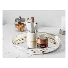 Edzard Tablett Delphi (ø 30 cm) rund, edel versilbert, anlaufgeschützt - Serviertablett, Galerietablett