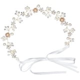 Niaciswe Haarband Braut Haarband Blumen Brautschmuck Haare Haardraht Haarschmuck Hochzeit Braut Haarschmuck Blumenkranz Haare Hochzeit Braut Perlen Strass Gold Blumen Haarband für Frauen und Mädchen