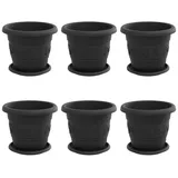 vidaXL Blumentöpfe 6 pcs Ø 26 x 21,5 cm Schwarz