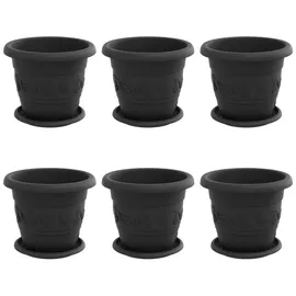 vidaXL Blumentöpfe 6 pcs Ø 26 x 21,5 cm Schwarz