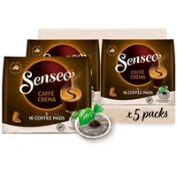 Senseo® Pads Caffè Crema - Kaffee RA-zertifiziert - 5 Packungen × 16 Kaffeepads