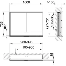Keuco Royal Lumos 100 cm silber eloxiert offenes Fach