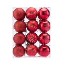 CASARIA CASARIA® Weihnachtskugeln 48tlg Ø 6cm Kunststoff matt glänzend Christbaumkugeln Christbaumschmuck Anhänger Weihnachtsbaumkugeln Weihnachtsdeko rot