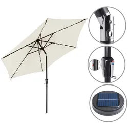 LED Solar Sonnenschirm Florida Creme Ø300cm UV-Schutz 80+