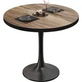 BL | Bistrotisch | Ø:H 60 x 76 cm | Schwarzer Rand | Sheesham / Schwarz | Rund