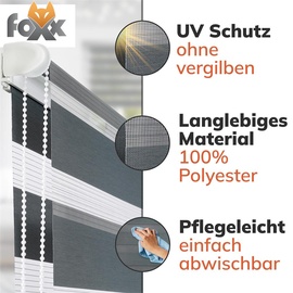 Foxx Doppelrollo Klemmfix Standardmaß - Breite (cm): 50, Farbe: Schwarz, Höhe (cm): 1...