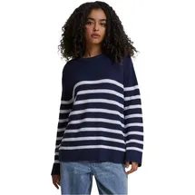 URBAN CLASSICS Rib Striped Pullover Navy / White 5XL