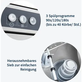 GastroHero Geschirrspülmaschine ECO 50x50 cm Korbmaß, mit Reiniger- | Klarspüldosierer, mit Ablaufpumpe | Enthärter Made in Europe,