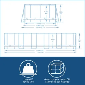 BESTWAY Power Steel Frame Pool oval Set 732 x 366 x 122 cm inkl. Filterpumpe