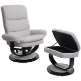 Mendler Relaxsessel HWC-C16, Fernsehsessel TV-Sessel Hocker mit Staufach, MVG-zertifiziert ~ Stoff/Textil creme-beige