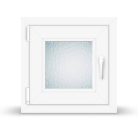 Badezimmerfenster mit Ornamentglas, Kunststofffenster aluplast Ideal 4000, Weiß, 510 x 510 mm, 1-teilig drehkipp links, nach Maß