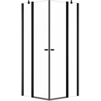 Schöner Wohnen Gretia Eckeinstieg mit Pendeltür rechts 80 x 200 cm schwarz Sicherheitsglas