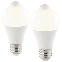 Luminea 2er-Set LED-Lampe, PIR-Sensor, 10 W, E27, warmweiß, 3000