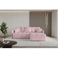 ALTDECOR Ecksofa LONLI-L, Couch mit Schlaffunktion, Stauraum Wohnlandschaft Funktionsecke, Corner Sofa Bett Eckcouch Couch L-Form Schlafcouch Ausziehbar rosa