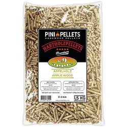 PINI Grillpellets Nr. 9 Apfel 1,5 kg BBQ Hartholzpellets zum Grillen Räuchern Smoken