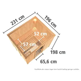 Karibu Sauna Gobin mit Fronteinstieg 68 mm-Ohne Ofen-ohne Dachkranz-Ganzglastür in Graphit-Optik