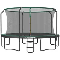 SONGMICS Gartentrampolin Ø 305/366 cm Trampolin, gepolstertes Gestell grün