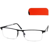Halbrand unten Lesebrille Metall Schwarz +1.5 Dioptrien mit Etui - 1.5