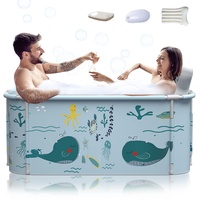 Kiseely 140cm tragbare faltbare Badewanne für 2 Personen, große Familie Badewanne für SPA, effiziente Umstellung von heißer und kalter Temperatur Badewanne 140cm X 60cm X 55cm (Ozean Stil)
