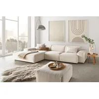 KAWOLA Sofa RANI Ecksofa Cord cremeweiß Recamiere links